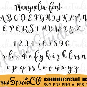 Magnolia Schrift svg, Magnolia svg, Alphabet SVG-Schriftarten Cutfile, handgeschriebenes Skript Cricut font svg, Silhouette Cameo, Digitale Dateien, svg, ttf-Datei
