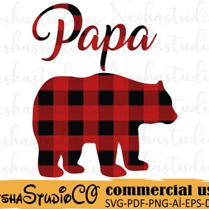 Urso Buffalo Xadrez Svg, Urso svg, Papai urso svg, Silhueta de papai urso, Arquivo vetorial de urso, Clipart de urso, Urso png, Arquivos para Cricut, Silhueta de urso
