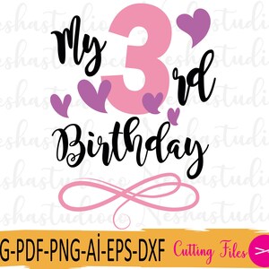 Mijn derde verjaardag SVG, baby SVG, baby verjaardag SVG, 3e verjaardag SVG, drie jaar oude SVG, verjaardagsfeestje SVG, kinderen SVG, SVG-bestanden voor Cricut