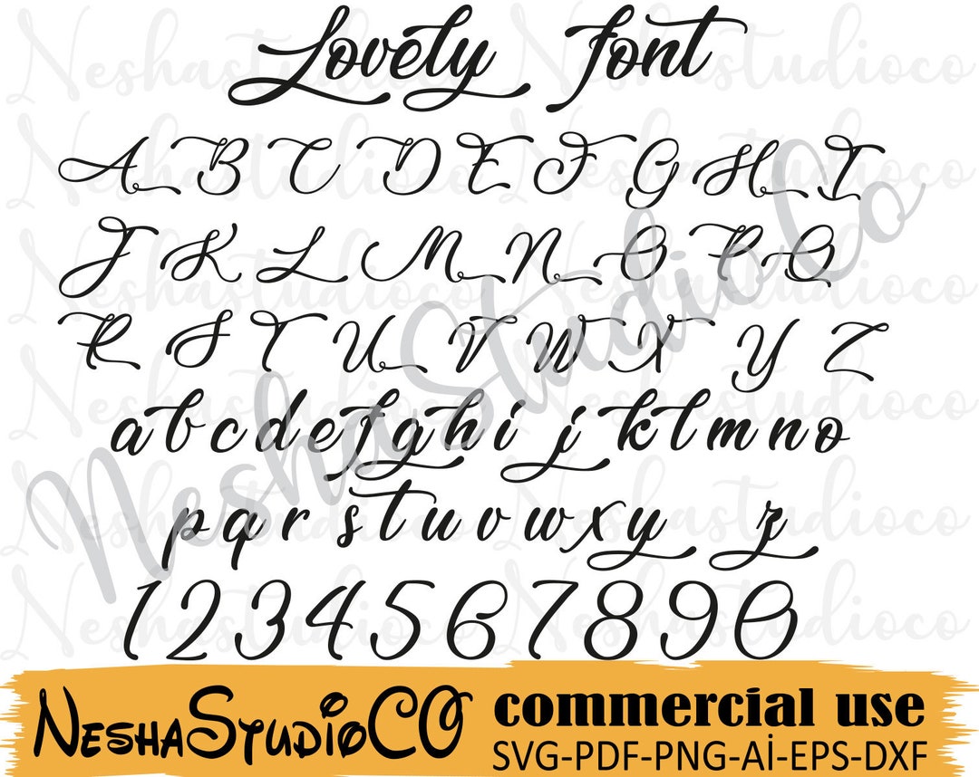 Svg Pretty Text Lovely Font Svg,lovely Svg,alphabet SVG Fonts Cutfile, Handwritten ...