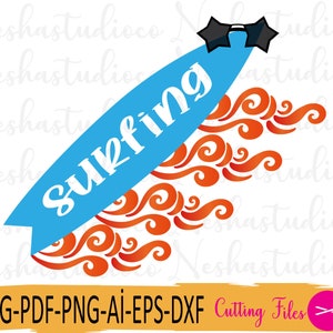 Surfing SVG, Surfer, Surf board silhouette, Summer, Beach, Surfing, Sport, Svg files for cricut and silhouette, dxf cut template