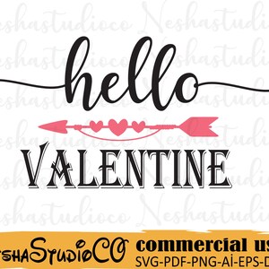 Hola San Valentín SVG, San Valentín svg, Amor svg, 14 de febrero svg, Día de San Valentín SVG, Bienvenido SVG, Signo redondo de granja, Granja svg, Corazón svg, eps