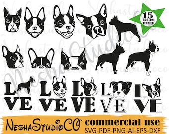 Boston Terrier dog SVG,Dog svg,Dog silhouette,boston svg,terrier svg,dog bundle svg,american dog svg,pitbull svg,funny svg