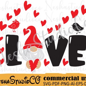 Love Gnome svg,Valentines Day svg,  Gnomes svg, Gnome svg, Valentine svg, Hearts svg, dxf, png, Valentine Shirt Design, Cricut, Silhouette