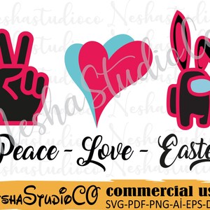 Vrede liefde Pasen SVG, Paasdag SVG, Pasen SVG, Pasen SVG, liefde SVG, Pasen Cricut gesneden bestand, Pasen silhouet, sociale media digitale download