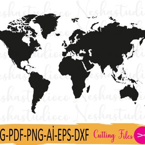 Weltkarte SVG, Welt SVG, Abenteuer SVG, Weltkarte Clipart, Weltsilhouette, Erde SVG Datei, Kontinente Schnittdatei, Welt Cricut, Erdkarte Vektor