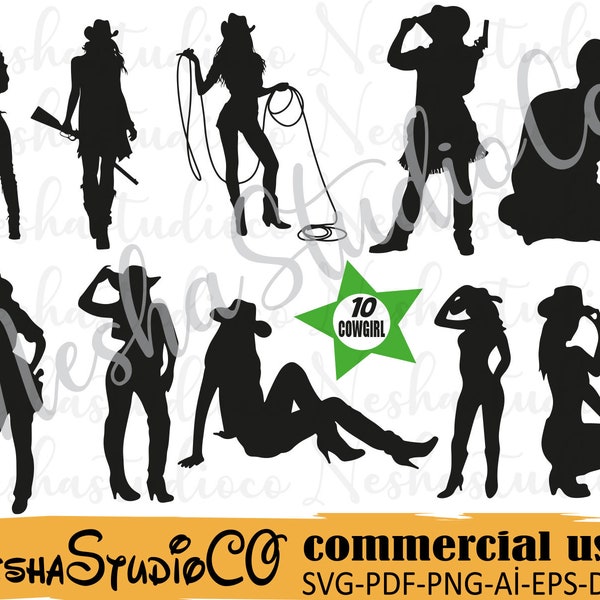 Cowgirl SVG Bundle, Cowgirl SVG,Cowboy Clipart, Cowboy Cut Files For Silhouette, Files for Cricut,cowboy Vector, Western Svg, Dxf, Png, Eps,