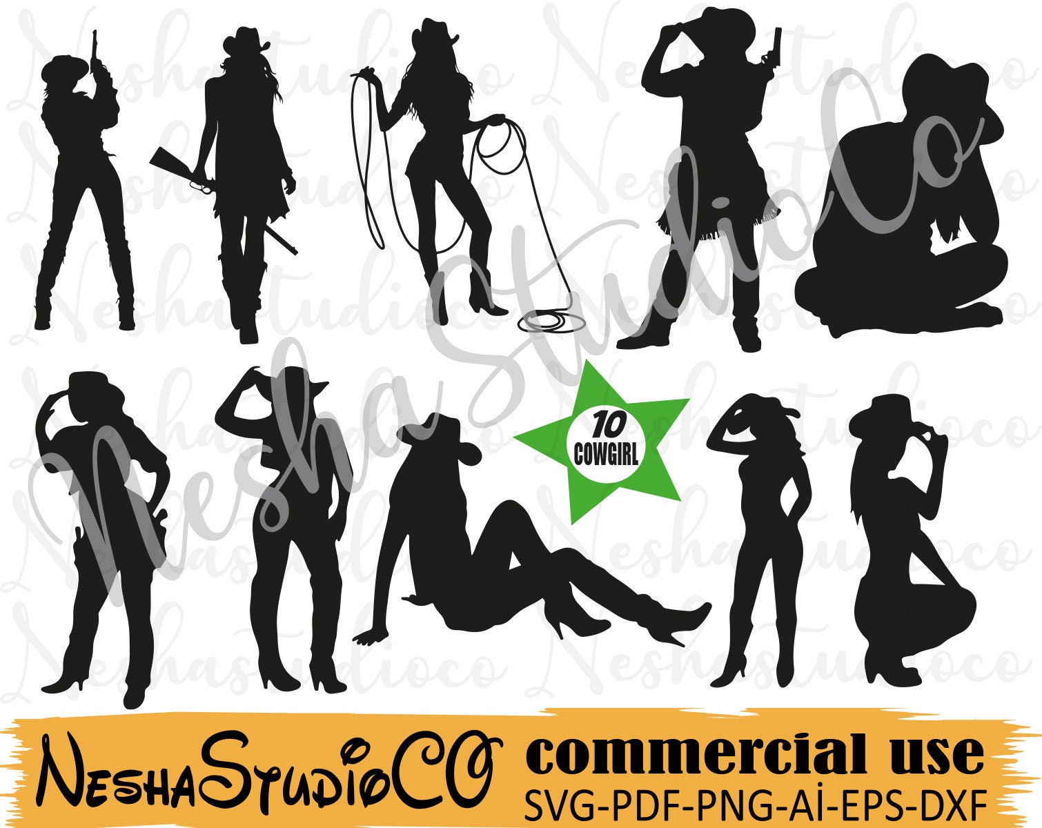 Cowgirl SVG Bundle, Cowgirl SVG,Cowboy Clipart, Cowboy Cut Files For Silhouette, Files for Cricut,cowboy Vector, Western Svg, Dxf, Png, Eps,