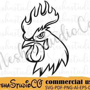 Rooster SVG ,Rooster silhouette, Rooster Clipart , Rooster Silhouette Cut File , Rooster head Svg,Rooster Cut File Download, Eps,dxf,pdf,png