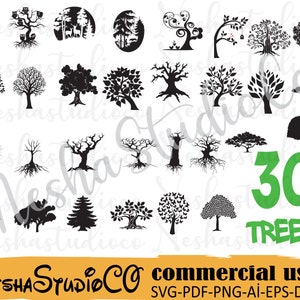 30 Tree bundle Svg,pine svg,pine clipart,forest silhouette,forest bundle,tree cut file svg,Tree  Svg,jungle SVG,palm tree clipart,silhouette