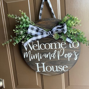 Welkom bij Mimi en Pops House Sign, Welkom bij Pops House, Welkom bij oma en opa&#39;s House Houten ronde bord, Houten ronde bord