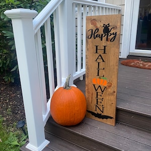 Happy Halloween Schild, Halloween-Veranda-Zeichen, schiefe Veranda Zeichen, Herbst-Veranda-Dekor, Urlaub Dekor, Halloween-Zeichen, Kürbis-Zeichen