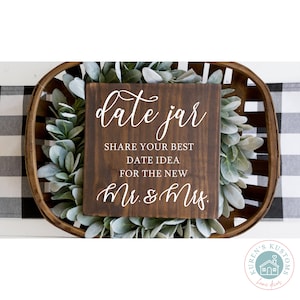 Date Jar Sign for Wedding | Date Jar for Bridal Shower | Date Jar Sign for Wedding Shower | Date Night Advice Sign | Bridal Shower Game