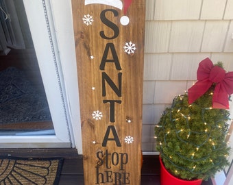 Santa stop hier teken, Merry Christmas veranda magerder, kerst veranda decor, kerst veranda magerder, vrolijk kerst teken, kerst teken