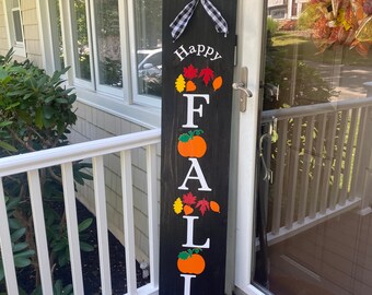 Sinal de outono feliz, sinal de varanda de outono, sinal de varanda inclinada, decoração de varanda de outono, sinal de outono para varanda, decoração de férias, sinal de Halloween, sinal de abóbora