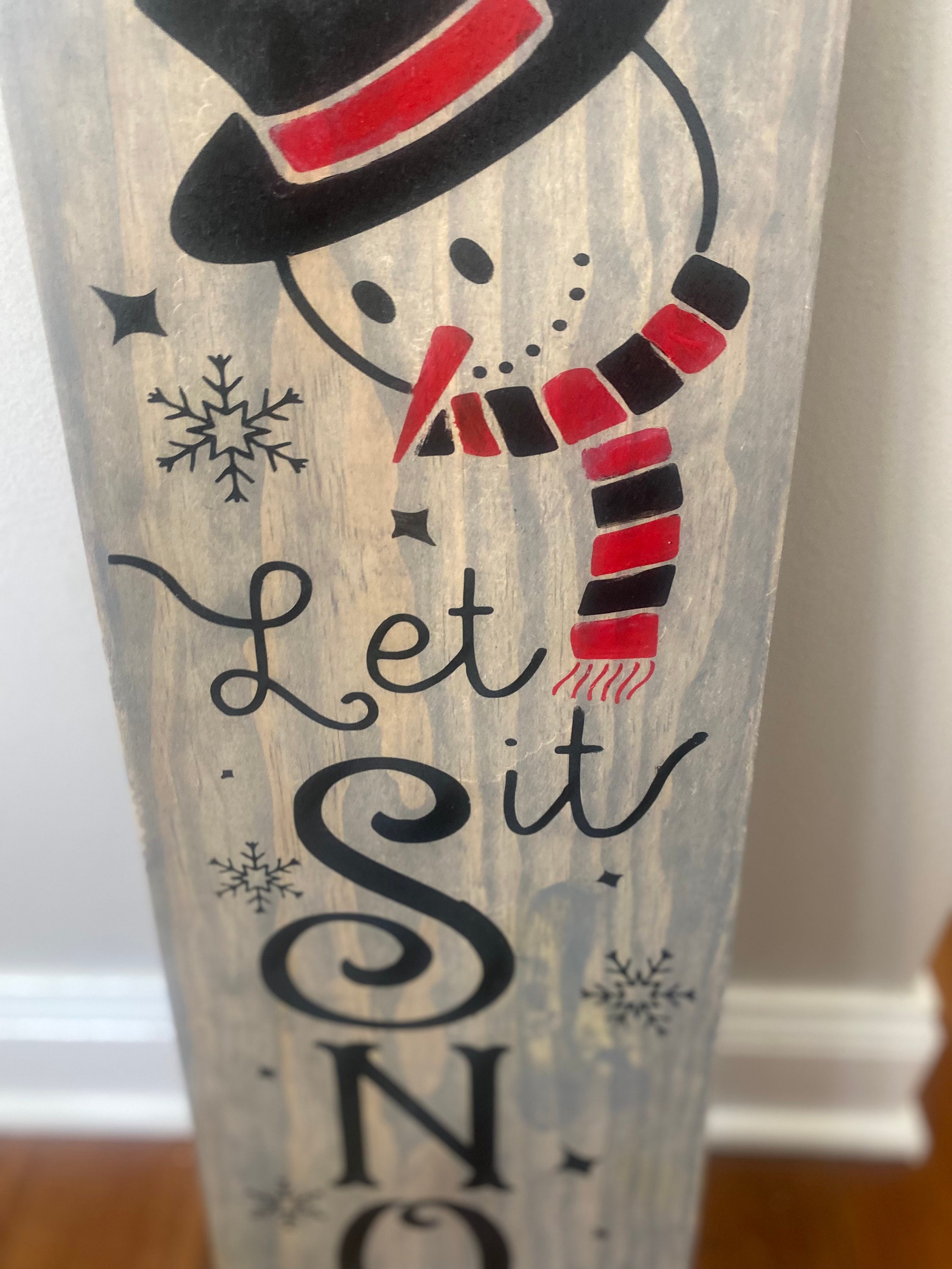 Let It Snow Sign, Winter Sign , Snowman Sign, Snowflake Sign, Front ...