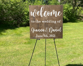 Wedding Welcome Sign, Welcome to Our Wedding Sign, 24 x 24 Wedding Entrance Sign, Rustic Wooden Wedding Sign,   Wooden Welcome Sign
