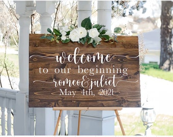 Wedding Welcome Sign, Welcome to Our Wedding Sign, 24 x 24 Wedding Entrance Sign, Rustic Wooden Wedding Sign,   Wooden Welcome Sign