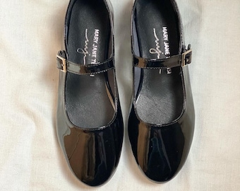 Black Patent Leather Mary Jane Shoes - Women's Mary Janes - Vintage Shoes - Black Shoes - Leather Flats