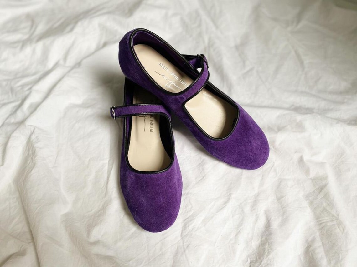 Purple Suede Mary Jane Shoes Women's Mary Janes Etsy