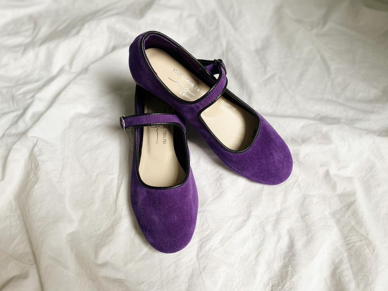Purple Suede Mary Jane Shoes Women