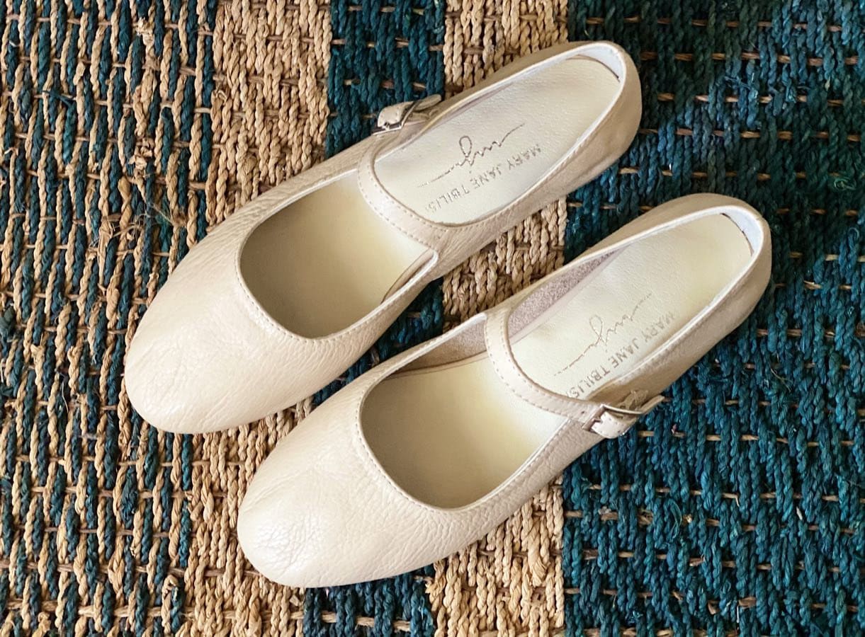 Beige mary store jane shoes