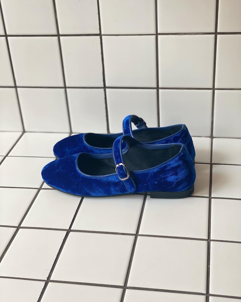 Blue Velvet Mary Jane Shoes Women's Mary Janes Vintage Etsy