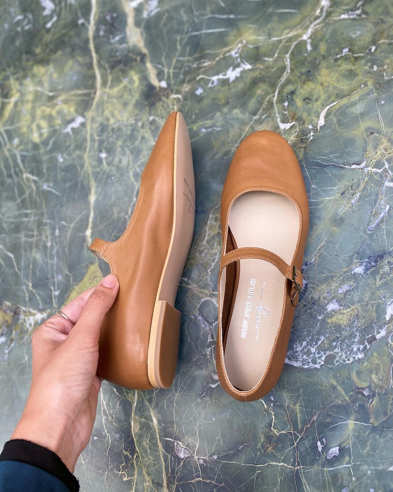 Brown Leather Mary Jane Shoes Women's Mary Janes Etsy