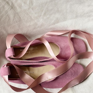 Dusty Pink Suede Ballerina Flat Shoes - Women's Flats - Vintage Shoes - Handmade Dusty Pink Shoes - Leather Flats