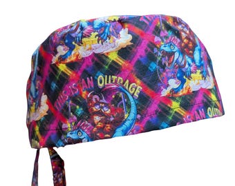 Bonnet de bloc opératoire Mongo Princess Donut Cat Dungeon Crawler, élastique européen, doublure et boutons en option, doublure et boutons en satin.