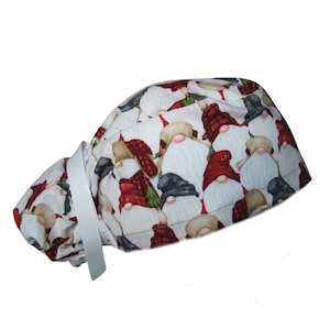 Lumberjack Gnome Ponytail Scrub Cap, Logger Elf, Satin lined, Button option with ribbon or elastic  Doctor, Surgeon, Nurse, OB Veterinarian
