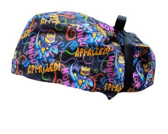 Bonnet de bloc opératoire Mongo Princess Donut Cat Dungeon Crawler à queue de cheval, fermeture européenne ou ruban, doublure en satin optionnelle, boutons