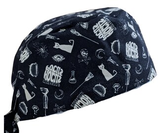 Chapeau de bloc opératoire Binx avec élastique européen ou à nouer (optionnel) Doublure en satin et boutons