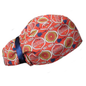 Hey Jude Ponytail Beatles Ponytail Scrub Cap Euro optional satin lining & buttons