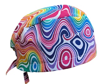 Casquette tourbillonnante Rainbow Pride à nouer dans le dos Élastique européen, doublure et boutons en satin en option