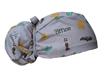 The Office Ponytail Scrub Cap Euro elastic optional satin lining & buttons