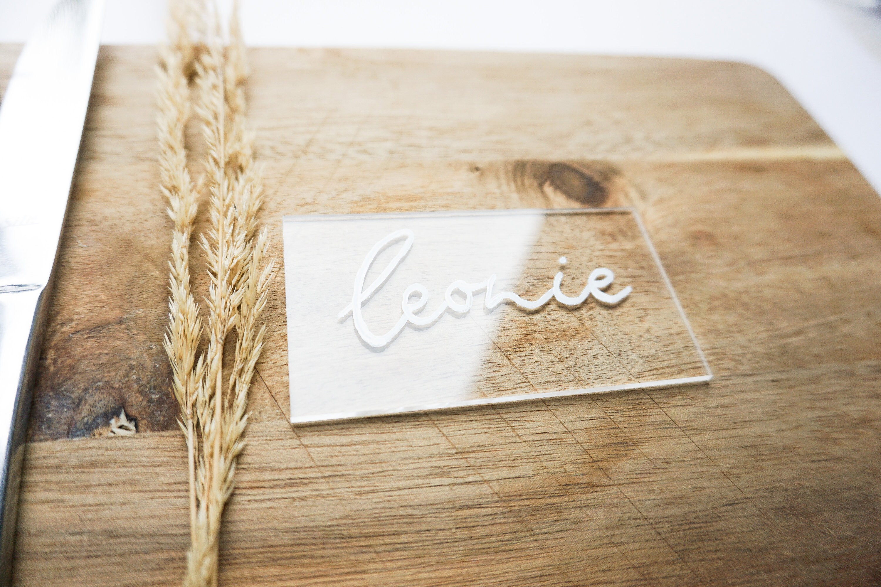 Name tags on acrylic glass white font handpainted Etsy