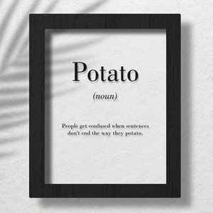 Potato Clear Acrylic Poster, Potato Definition Print, Kitchen Decor, Kitchen Wall Art