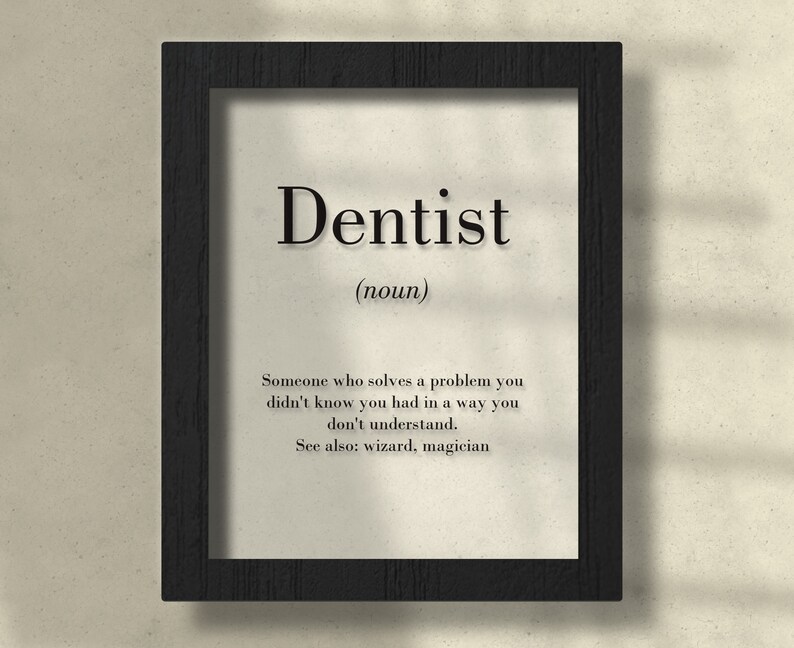 Dentist Clear Acrylic Poster, Dentist Gift, Dentist Definition, Dentist