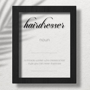 Acrylic Hairdresser Definition Poster, Hairdresser Gift, Hairdresser Wall Art