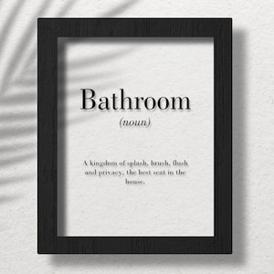 Bathroom Clear Acrylic Poster, Bathroom Definition Print, Bathroom Wall Art