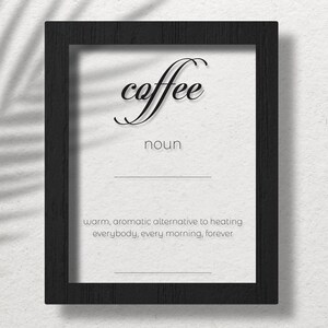 Acrylic Coffee Definition Poster, Coffee Wall Art