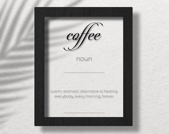 Acrylic Coffee Definition Poster, Coffee Wall Art