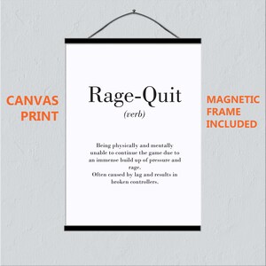  Rage Quit Definition Print Rage Quit Definition Poster Posters  for Room Aesthetic 12x18inch-Wooden Framed : 居家與廚房