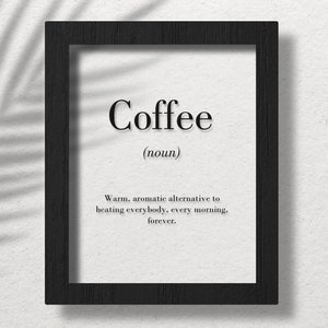 Coffee Clear Acrylic Poster, Coffee Definition Print, Coffee Wall Art, Kitchen Print