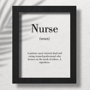 Nurse Clear Acrylic Poster, Nurse Definition Print, Nurse Gift