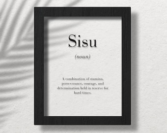 Sisu Clear Acrylic Poster, Sisu Definition Print, Finnish Wall Art, Sisu Print