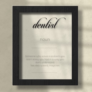 Acrylic Dentist Definition Poster, Dentist Gift, Dentist Wall Art