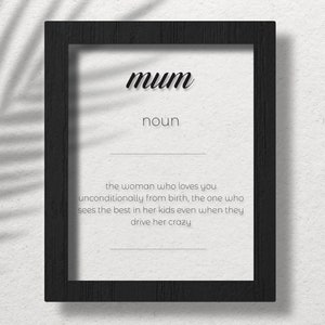 Acrylic Mum Definition Poster, Mum Gift