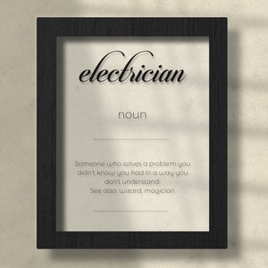 Acrylic Electrician Definition Poster, Electrician Gift, Electrician Wall Art